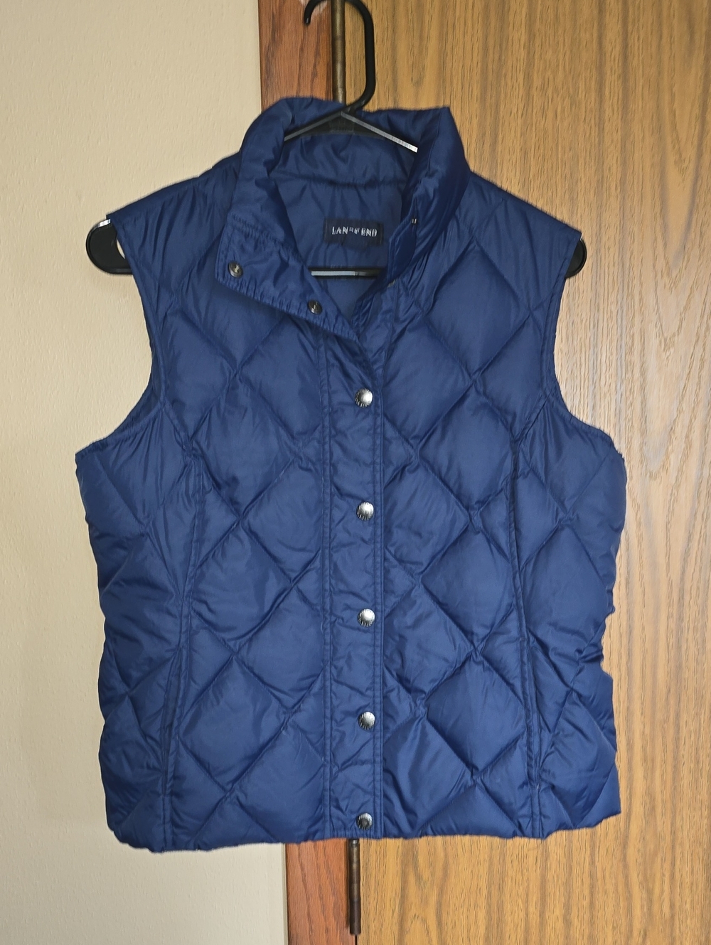 Lands' End Diamond-Quilted Navy Puffer Vest